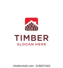 Timber wood house logo design template