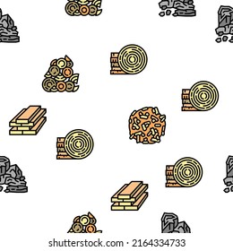 Timber Wood Industrial Production Vector Seamless Pattern Thin Line Illustration