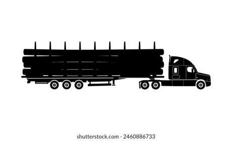  Timber wood truck, black isolated silhouette