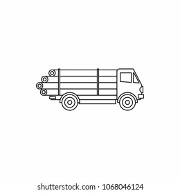 Timber wood truck icon in outline style isolated on white background