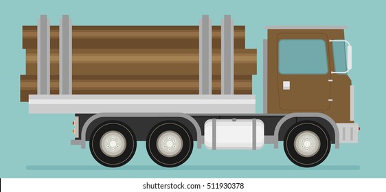 Timber wood truck vector.