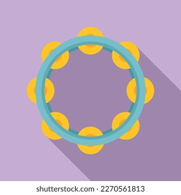 Timbrel tambourine icon flat vector. Music drum. Concert bell