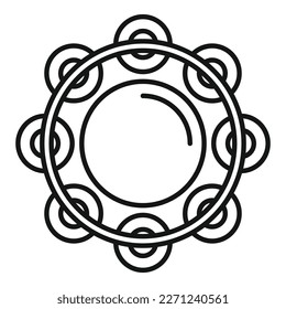 Timbrel tambourine icon outline vector. Music drum. Concert bell