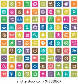 time 100 icons universal set for web and mobile

