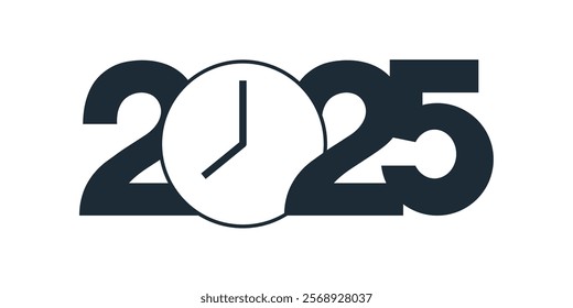 Time 2025 year. Creative logo design style. Vector illustration isolated on white background.
