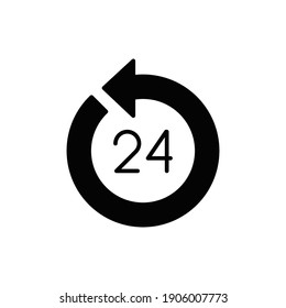 Time 24 hours icon. Twenty hour full open service operation. Free dial all day. online support. Passage of time. Solid Vector illustration. Design on white background. EPS10