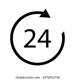 Time 24 icon. Clock pictogram. Flat symbol for web. Line stroke. Isolated on white background. Vector eps10