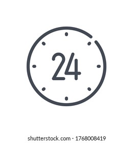 Zeit mit 24 Zeilen Symbol. Vektor-Rahmenzeichen der Uhr