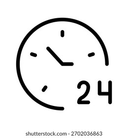 Time 24 Modernes Line Icon Set mit professionellem minimalem Design und einzigartigen 24-Stunden-Symbolen für saubere und effiziente visuelle Projekte
