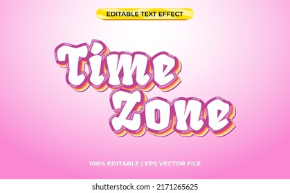 time 3d text effect with colorfu; theme. pink typography template for kids event