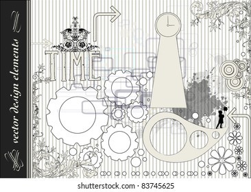 TIME ABSTRACT BACKGROUND - Vector Illustration - Vintage Style