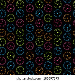 Time abstract vector background, pattern, seamless illustration