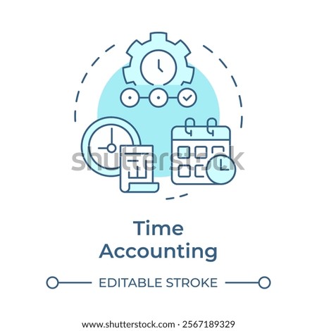 Time accounting soft blue concept icon. Real-time tracking and monitoring. Field service management. Round shape line illustration. Abstract idea. Graphic design. Easy to use in article