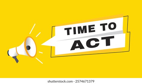 Time to act banner announce flat design graphic element.  Poster or marketing sign.