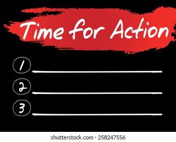 Time for Action Blank List, vector concept background