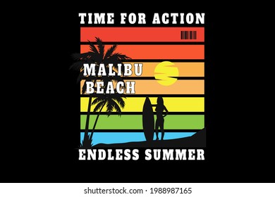 time action malibu beach endless summer color orange yellow green and blue