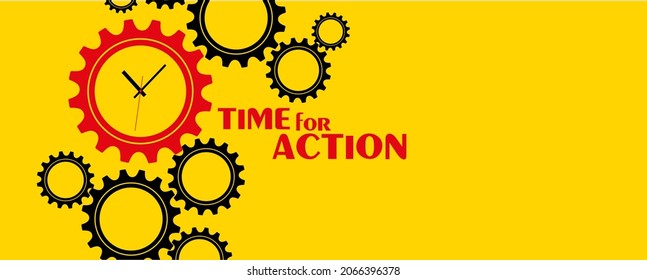 time for action sign on yellow background