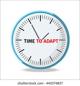 Time to Adapt concept with watch and text in realistic 3D style.