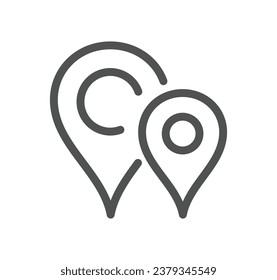 Time and address related icon outline and linear vector.