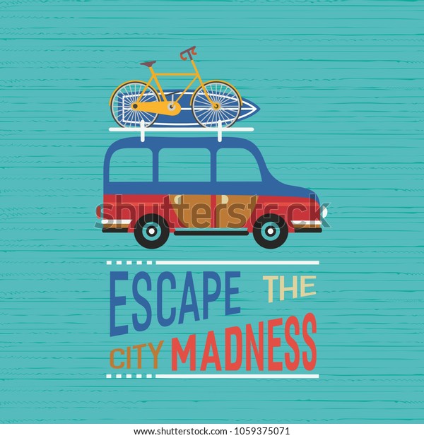 Time for adventure travel icon. Tourism trip\
sign. Offroad vehicle, mimi truck with surfboad bicycle driving to\
beach. Transportation by van. Outdoor tourist adventures\
advertisement banner\
background