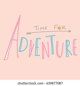 Time for adventure word lettering vector illustration