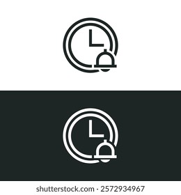 Time alarm notification icon isolated on white background. Vector illustrations are made with vector-based software, not AI generated results.