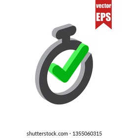 Time approved isometric icon.Vector illustration.