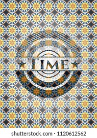 Time arabesque style emblem. arabic decoration.