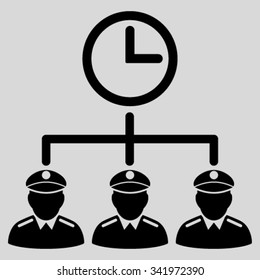 Time Army vector icon. Style is flat symbol, black color, rounded angles, light gray background.