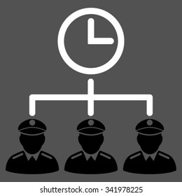 Time Army vector icon. Style is bicolor flat symbol, black and white colors, rounded angles, gray background.