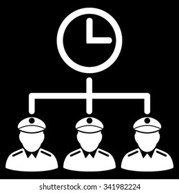 Time Army vector icon. Style is flat symbol, white color, rounded angles, black background.