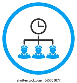 Time Army vector icon. Style is bicolor flat circled symbol, blue and gray colors, rounded angles, white background.