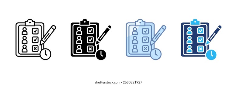Ícone De Horário E Presença Definir Coleção De Vários Estilos