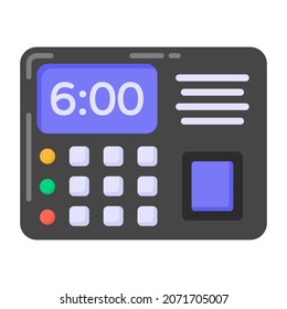 A Time Attendance Machine Icon In Flat Style