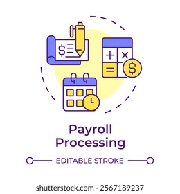 Time and attendance management multi color concept icon. Working hours. Human resource information system. Round shape line illustration. Abstract idea. Graphic design. Easy to use in brochure