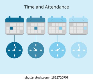 Time And Attendance To Track Employees Working Time Vector