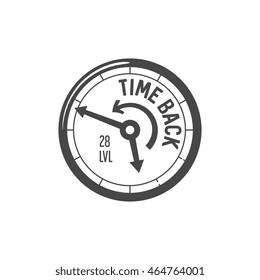 time back speedometer, vector graphic art shape, design logo, illustration isolated on white background.