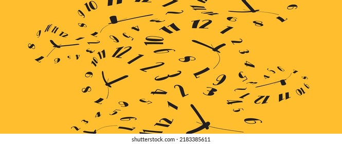 Time background with melting wall clocks.