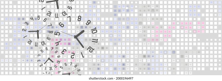 Time background with round wall clocks.