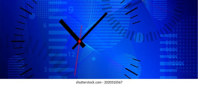 Time background with round wall clocks.