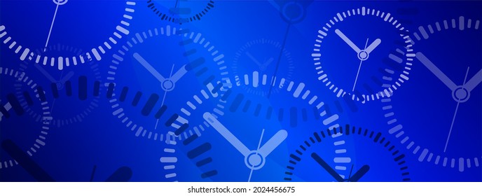 Time background with round wall clocks.