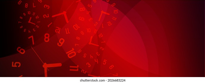 Time background with round wall clocks.