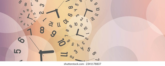 Time background with round wall clocks.