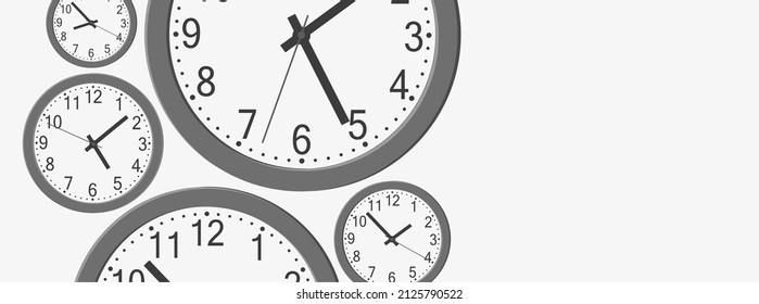 Time background with wall clocks.