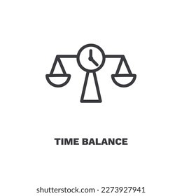 time balance icon. Thin line time balance icon from Human Resources collection. Outline vector isolated on white background. Editable time balance symbol can be used web and mobile