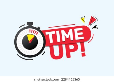 Time up banner with a stopwatch and a timer