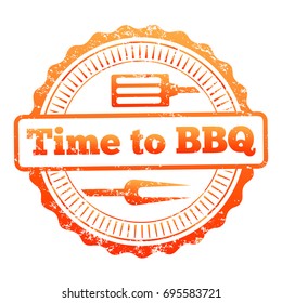 Time to BBQ colorful label design. Bbq label symbol, vector illustration