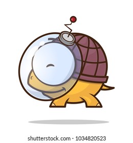Time to be astronaut. Card with vector turtle character.
