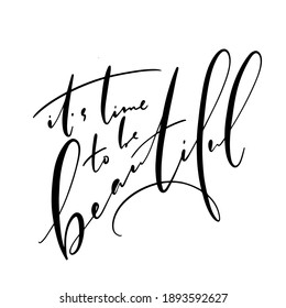 Es hora de ser un bello elemento de diseño de caligrafía para la decoración o el volante del salón de belleza.