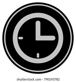 Time black coin icon. Vector style is a flat coin symbol using black and light gray colors.